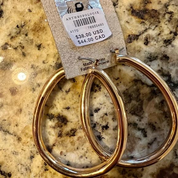 Anthropologie Jewelry - Gold Hoop earrings from Anthropologie!